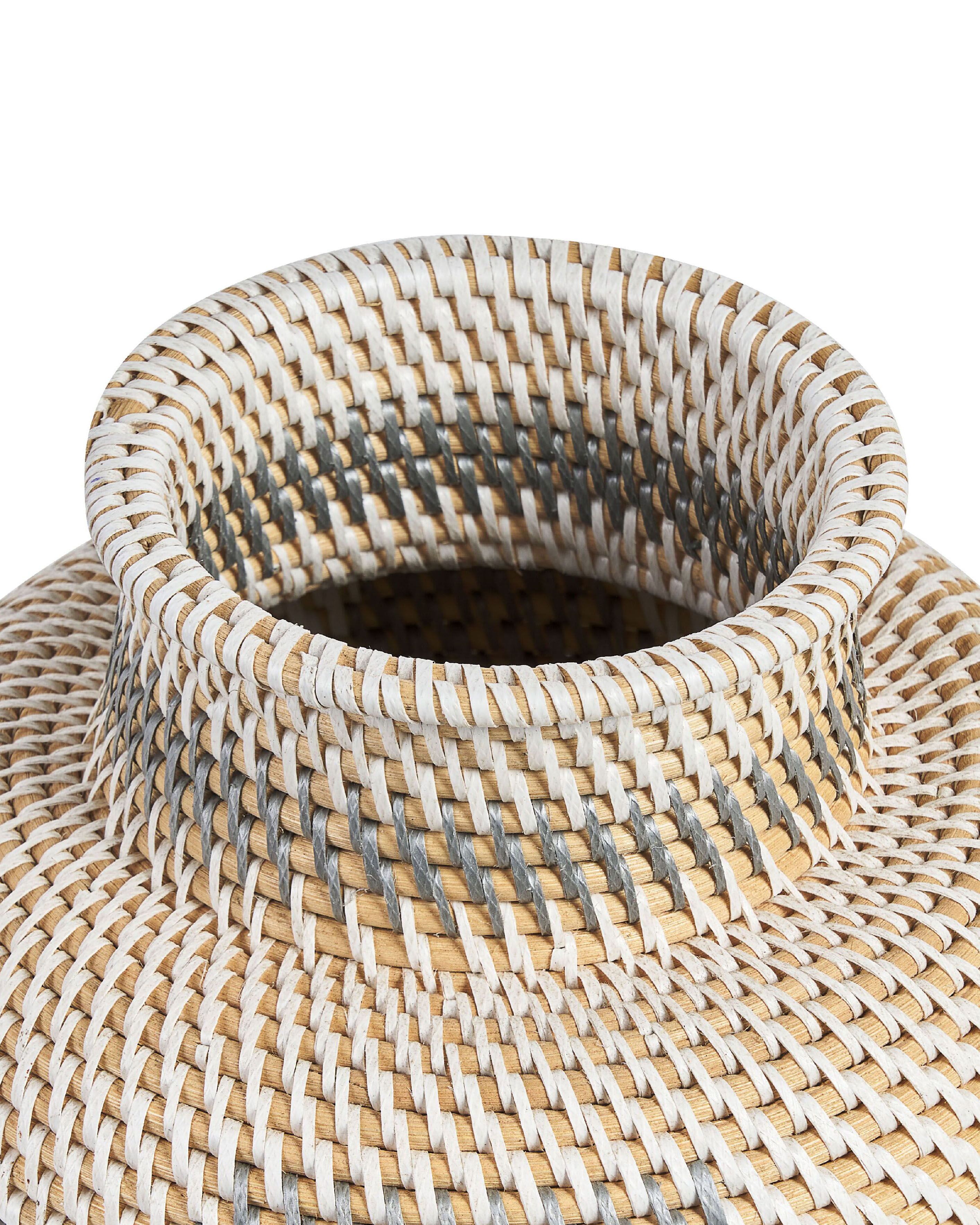 Vaso In Rattan 21 Cm, Elegante E Leggero Per Piante, Disponibile In Bianco, Grigio, Blu E Nero