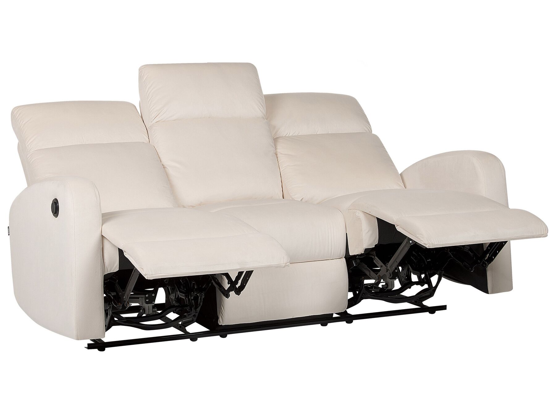 Divano a 3 posti reclinabile elettricamente velluto bianco crema VERDAL_904867