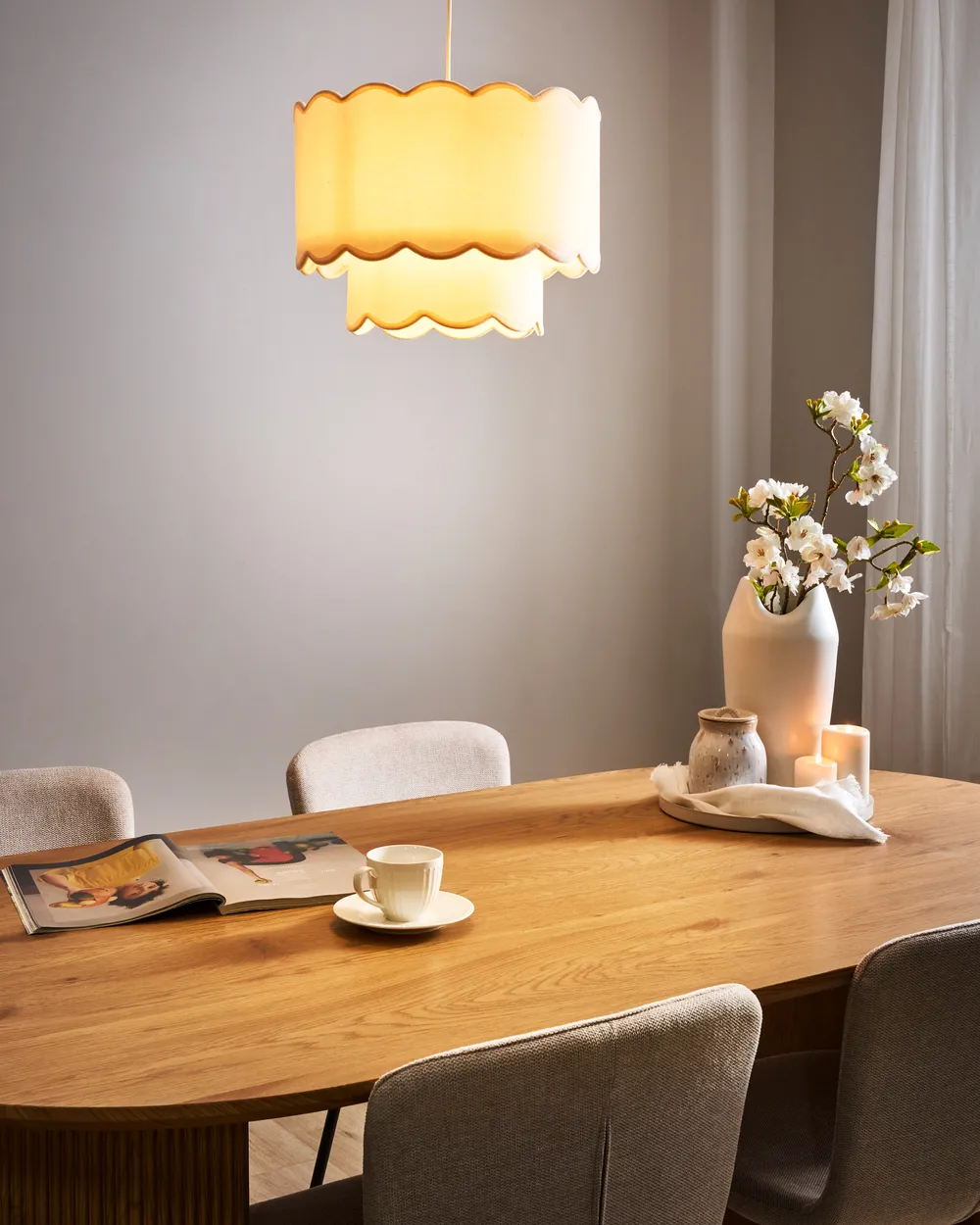 Pendant Lamp MECUMBURA Metal White/ Beige