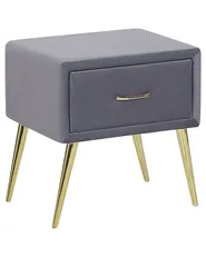 1 Drawer Bedside Table FLAYAT Velvet Grey_767973