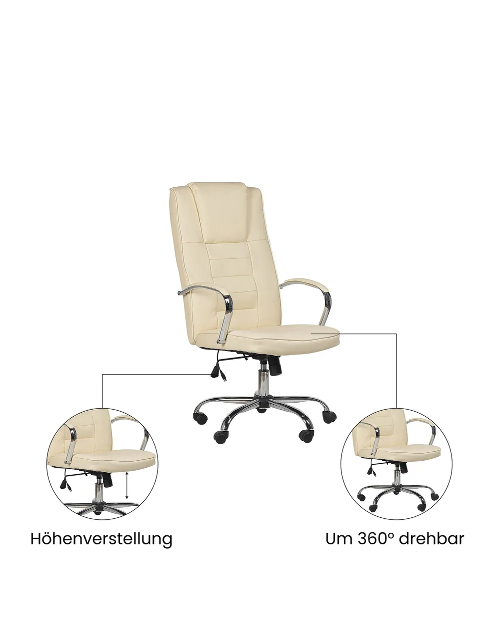 Massagestuhl mit Heizung GRANDEUR Kunstleder Beige_1071334