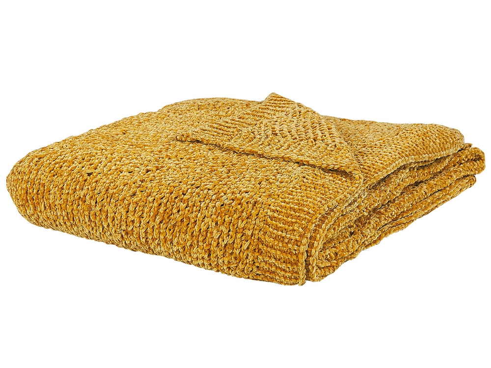 Blanket 150 x 200 cm Yellow HAIFA Beliani