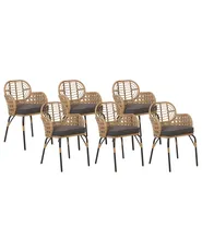 Set of 6 Garden Chairs with Cushions PRATELLO PE Rattan Natural_868018