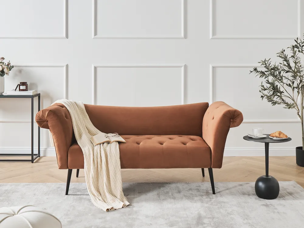 Chaise longue NANTILLY Fluweel Goudbruin