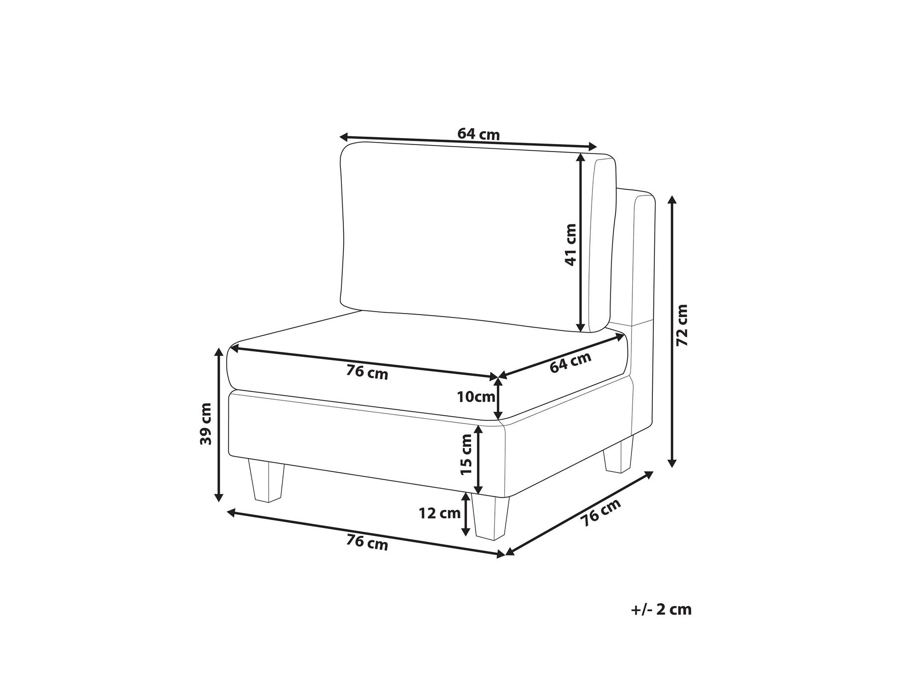 1-Seat Section UNSTAD Fabric Black_893375