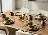 Set of 16 Dinnerware NUTMEG Stoneware Beige/ Green