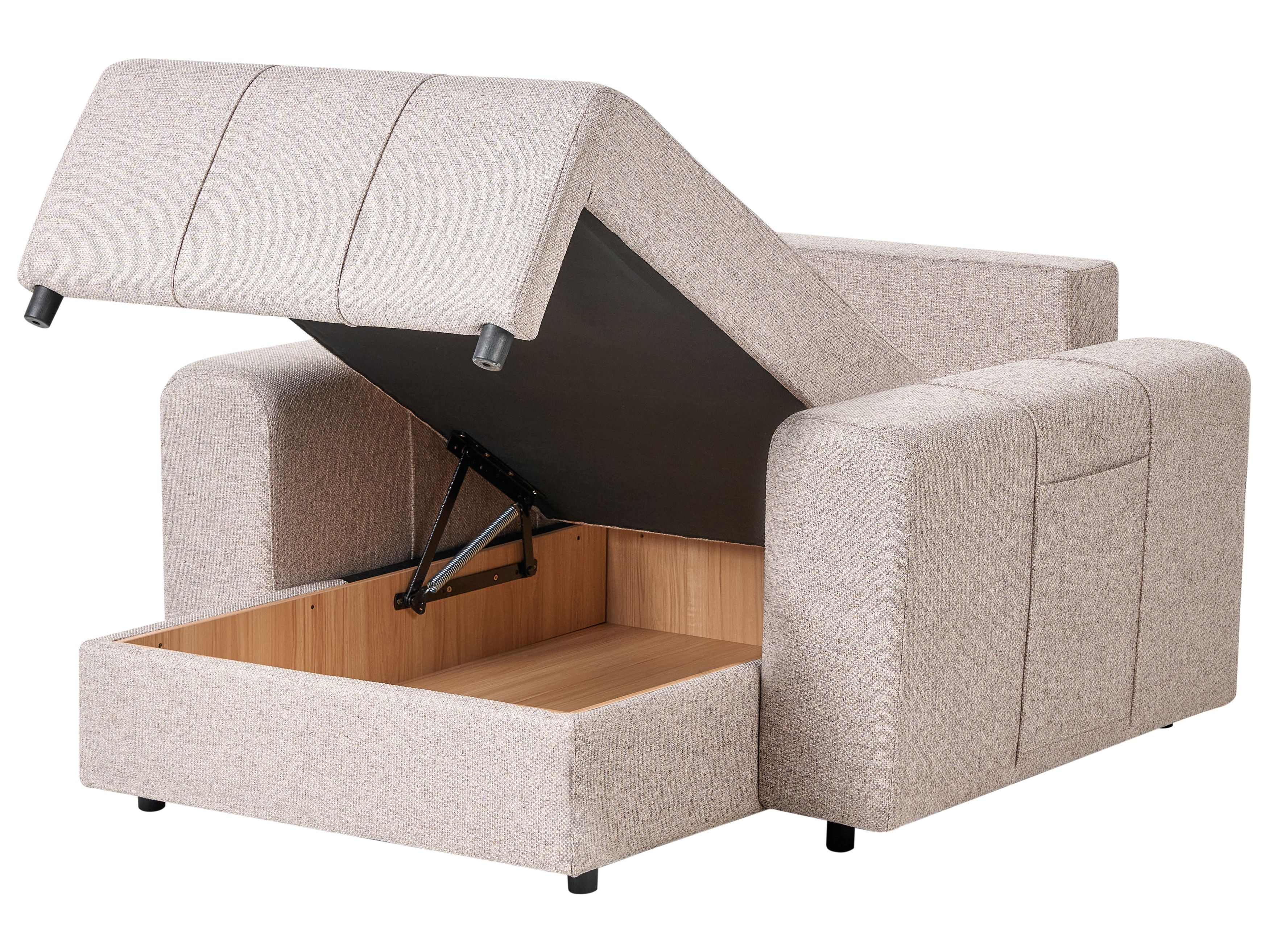 Chaise Longue INNVIK Fabric Light Brown with Storage | Beliani.co.uk