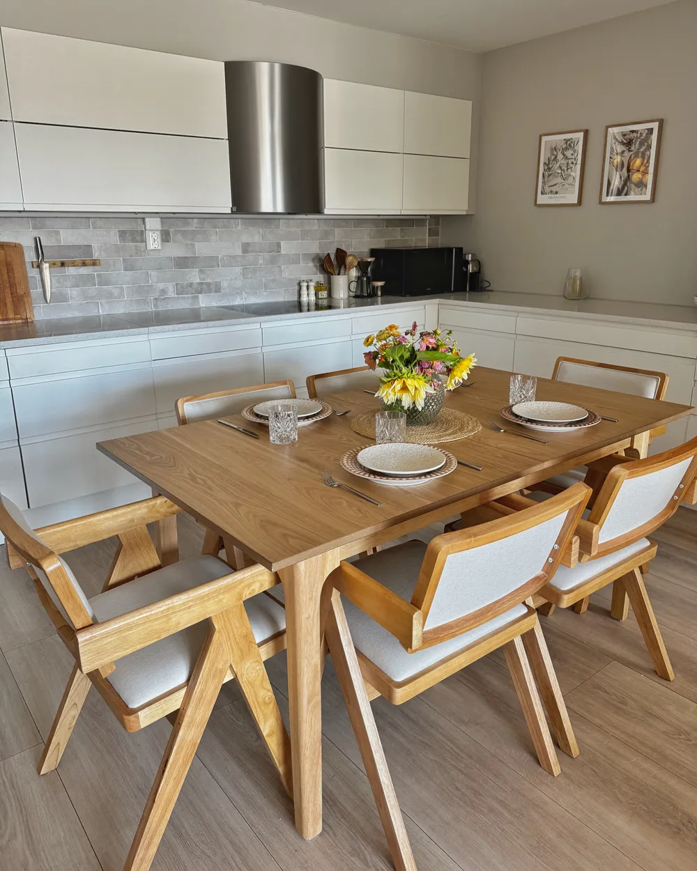 Extending Dining Table DELMAS Light Ash Wood 160/200 cm 90 cm_1012556