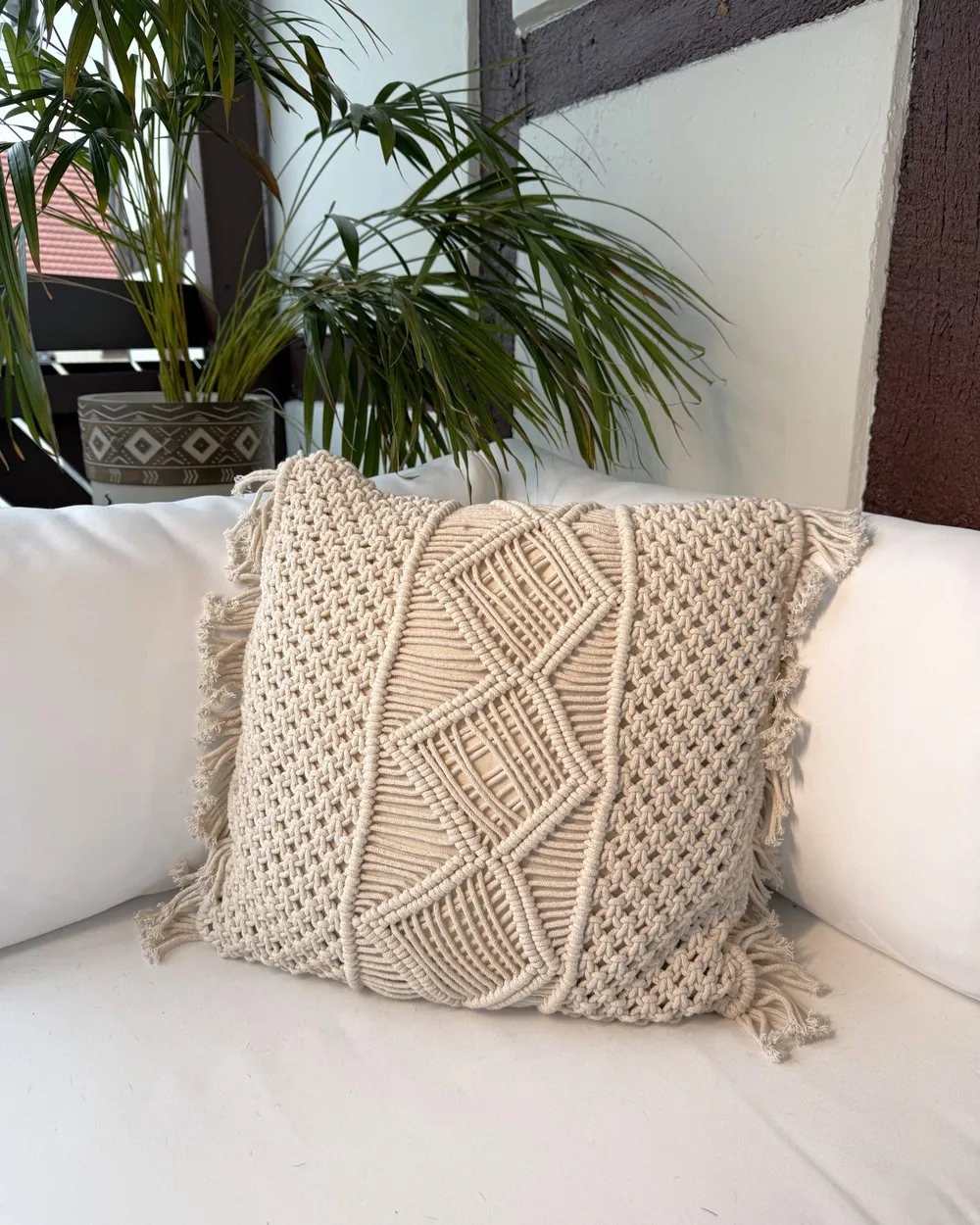 Conjunto de cojines decorativos YORTAN Algodón 45 x 45 cm Beige