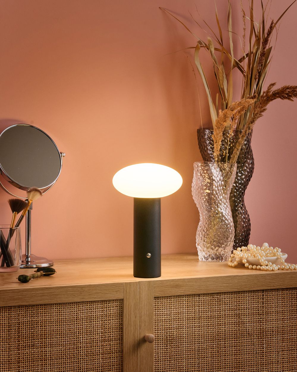 Lampe de table LED sans fil BUAYAN Avec variateur Métal Noir