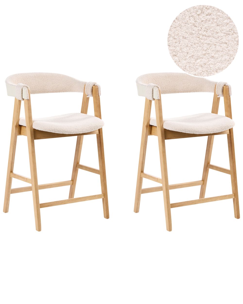 Sæt med 2 barstole DAY Boucle Lysebrun/lys beige