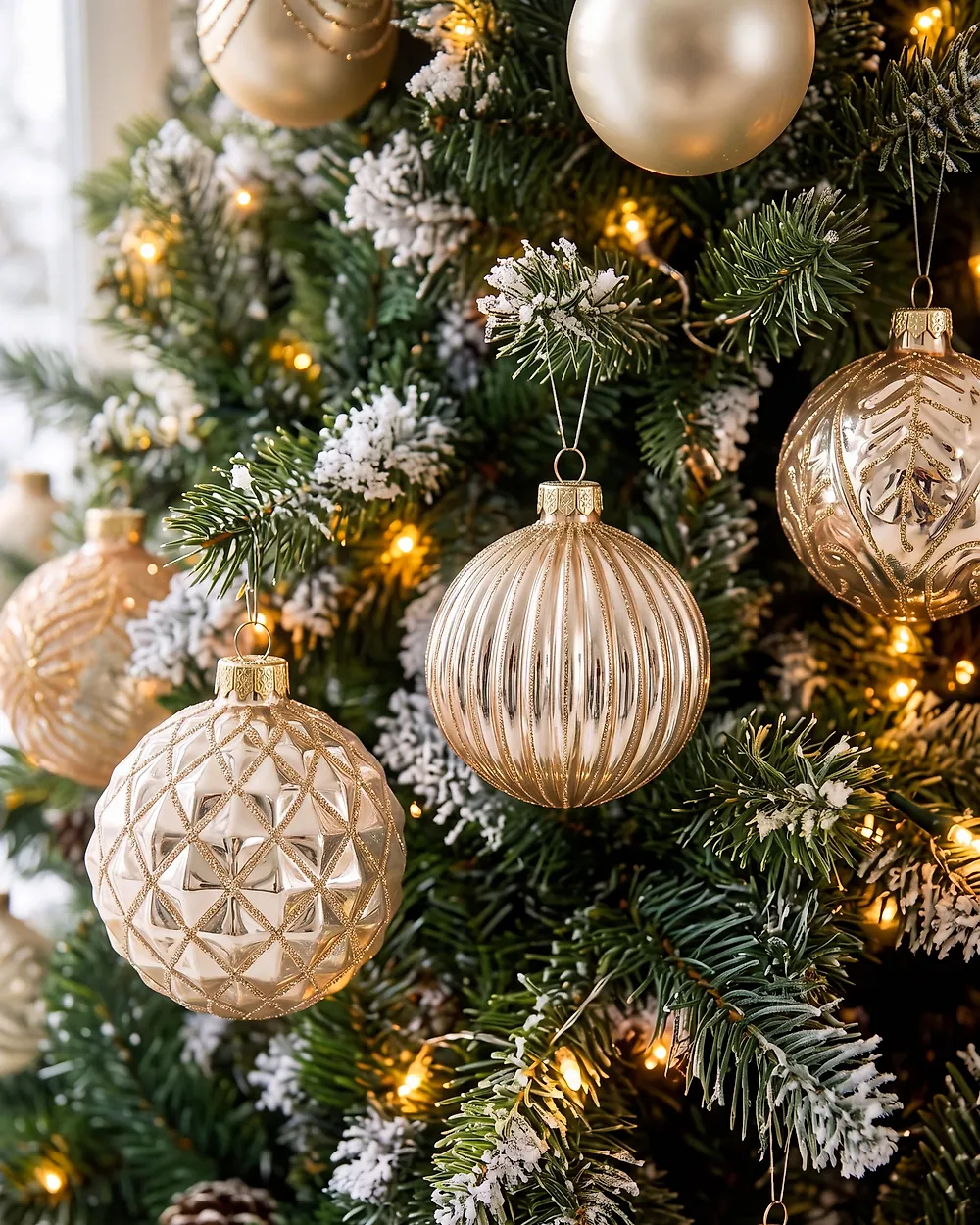 Set of 40 Baubles FROSTICE Glass Gold