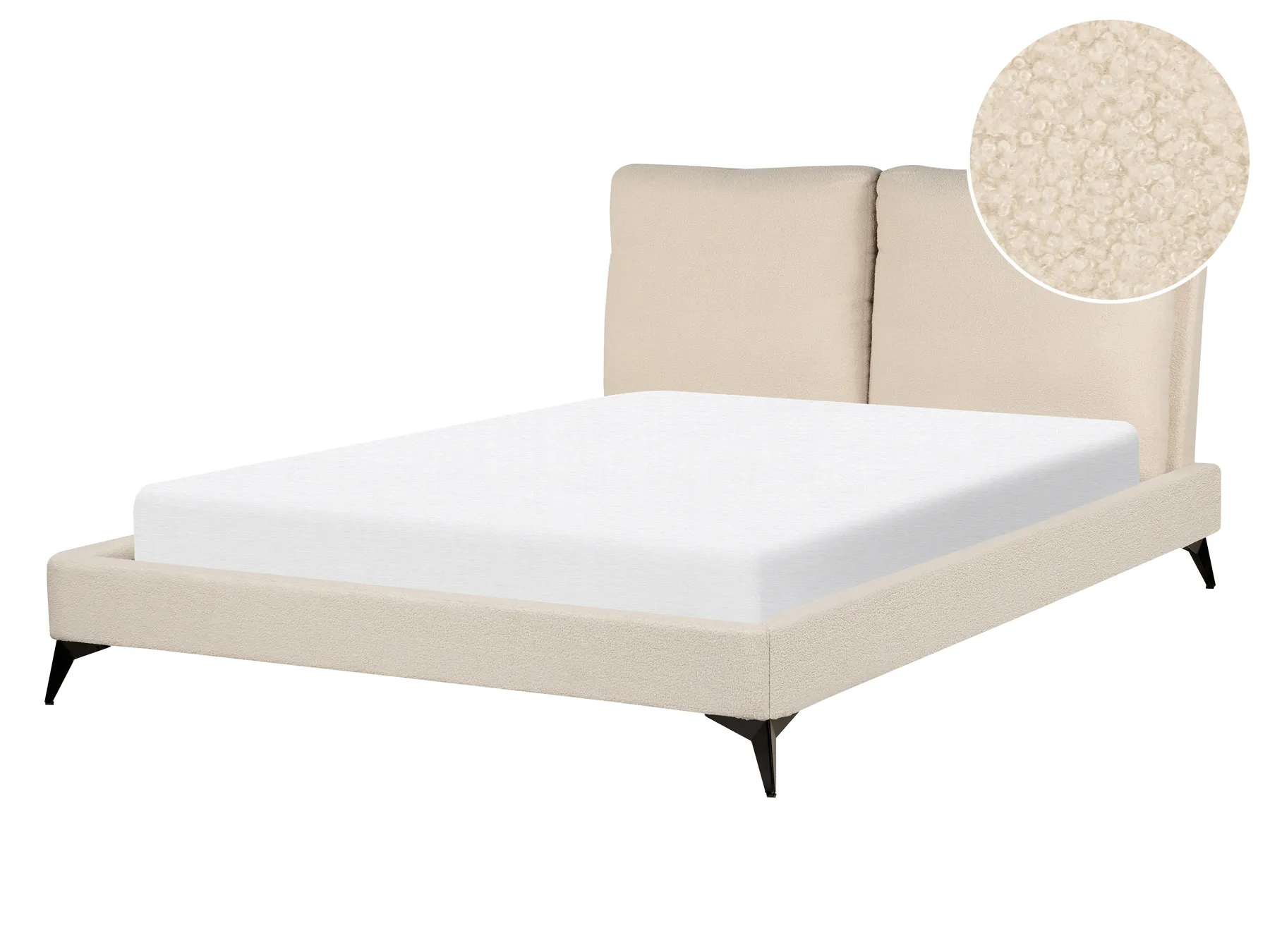 Lit avec sommier Bouclé MELLE 140 x 200 cm Beige_882567
