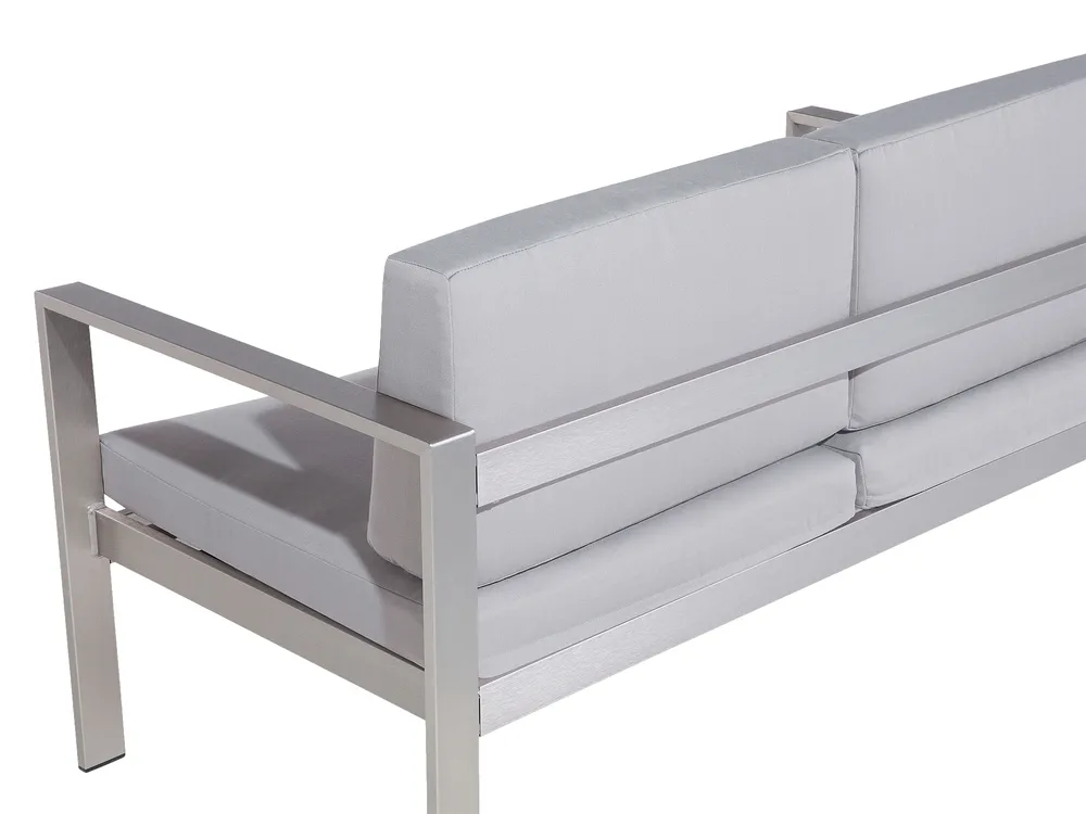 Garden Bench with Cushion SALERNO 142 cm Metal Light Grey_679488