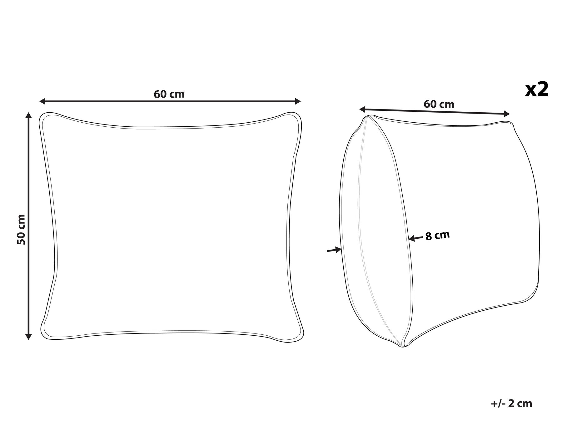 Set of 2 Duck Feathers and Down Bed Low Profile Pillows 50 x 60 cm VIHREN_811479 Set of 2 Duck Feathers and Down Bed Low Profile Pillows 50 x 60 cm VIHREN_811479