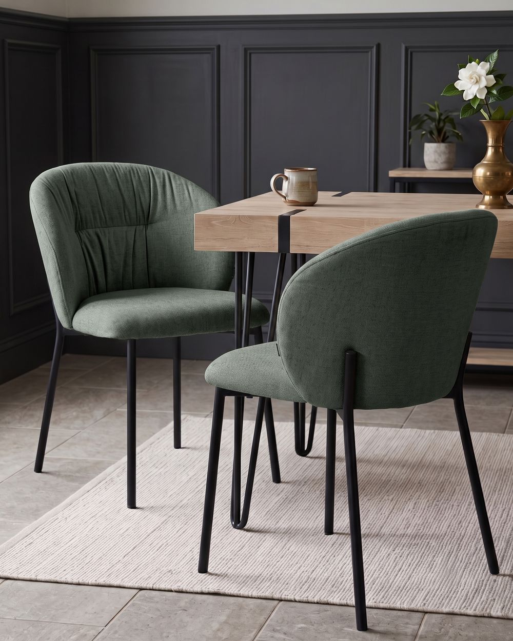 Set of 2 Dining Chairs MESA Fabric Green