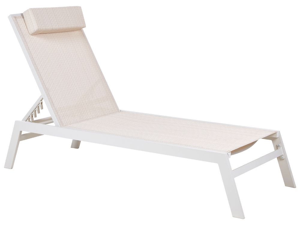 Aluminium Reclining Sun Lounger Beige CATANIA II Beliani.cz