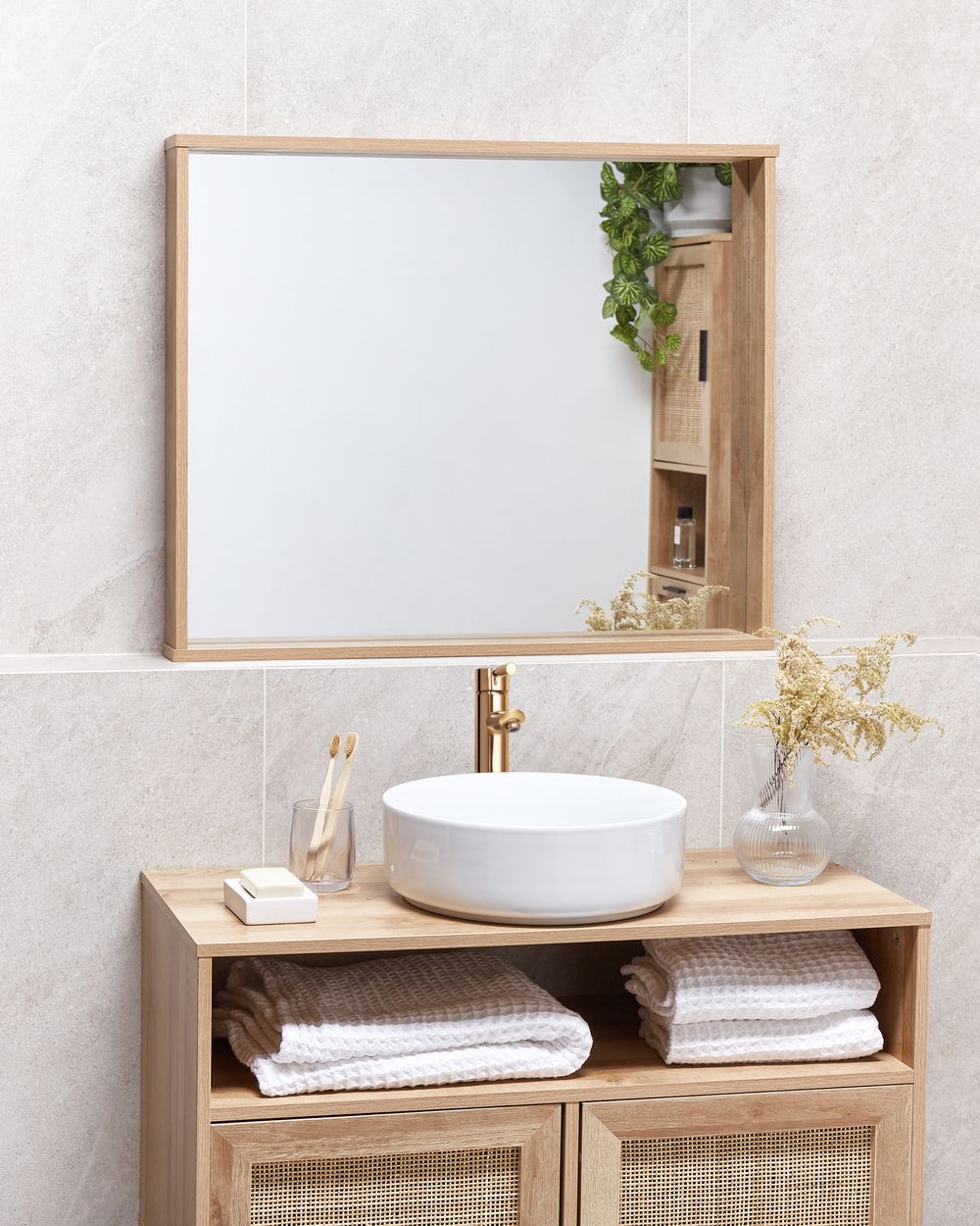 Specchio ROSELL 80 cm 65 cm Marrone chiaro