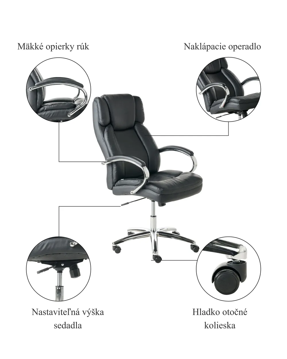 Kancelárske kreslo HONOR Umelá koža Čierna_995371
