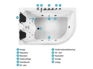 Hörnbubbelbadkar med LED CALAMA 1800 x 1200 mm Vit Högervänd_781607