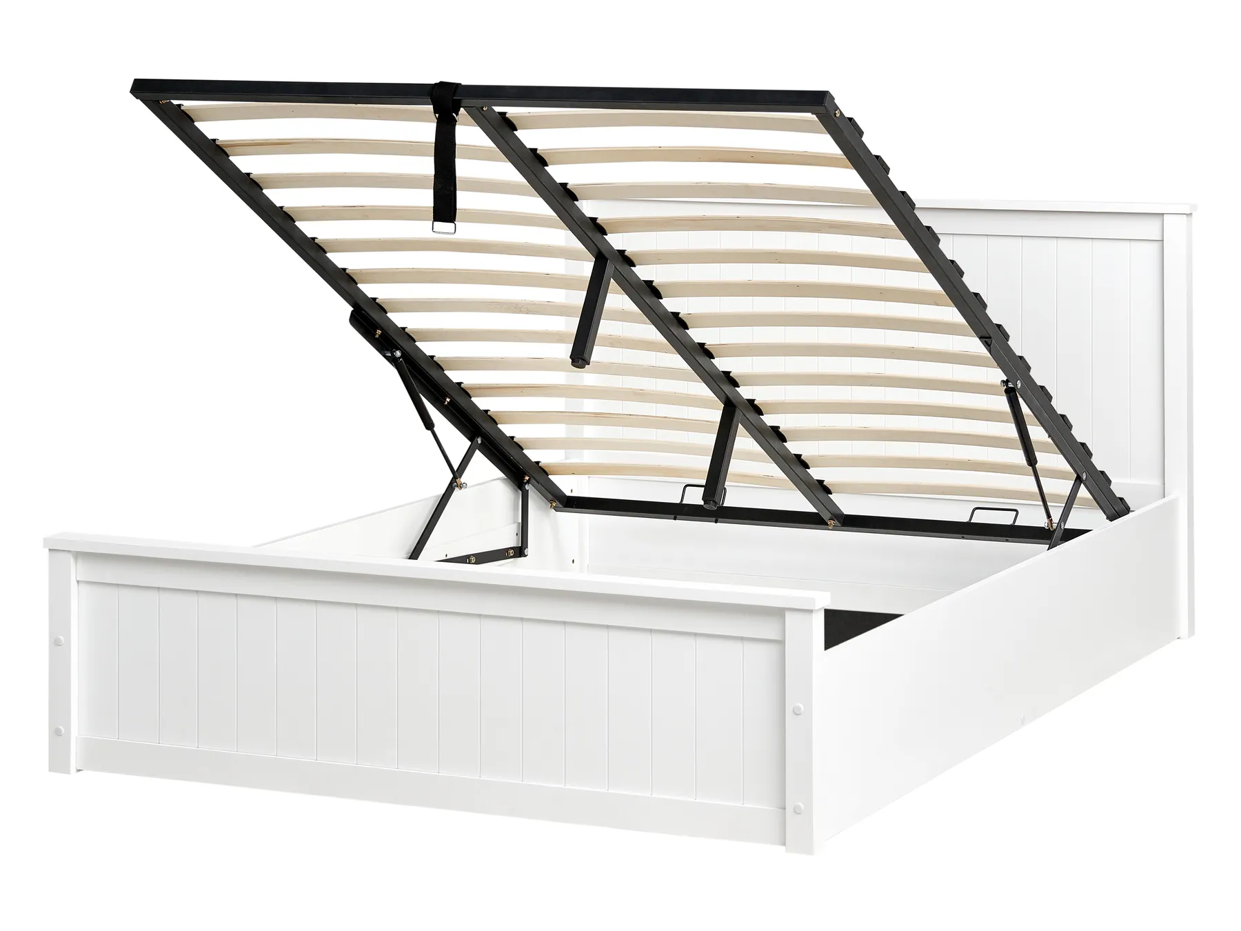 Bett mit Stauraum LAMBRES Kiefernholz Weiß 140 x 200 cm_985607