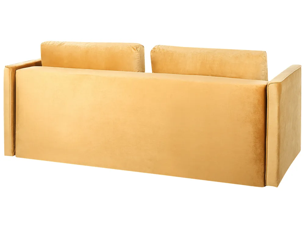 Sofa Bed 3 Seater EKSJO with Storage Velvet Mustard_848901