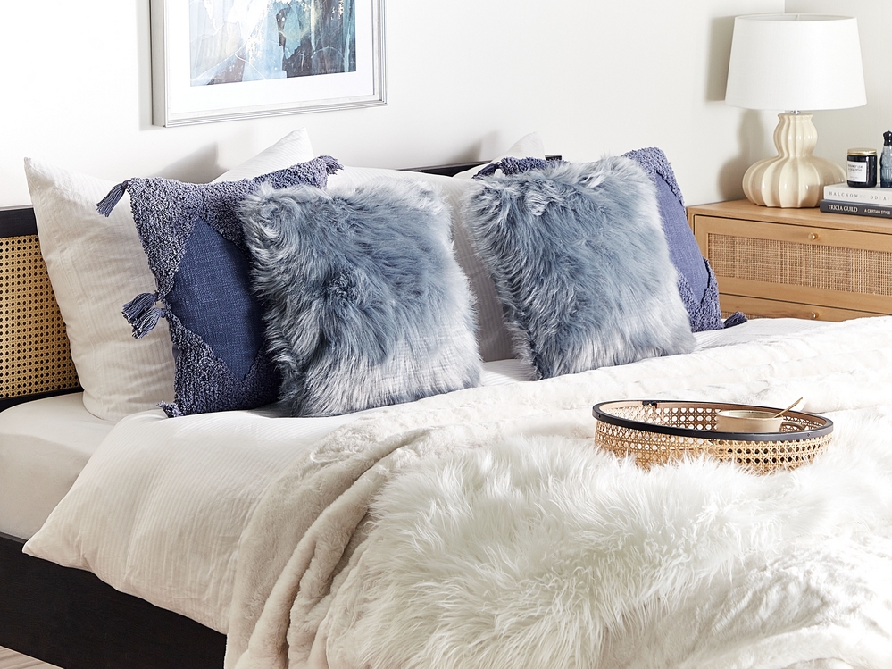 Blue fur pillows new arrivals