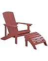 Garden Chair ADIRONDACK with Footstool Red