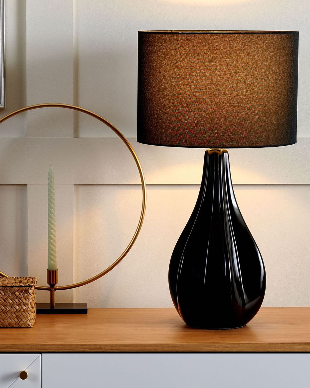 Lampa stołowa SANTEE Porcelana Czarny
