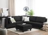 Canapé angle gauche modulable 5 places en tissu noir avec pouf ottoman FEVIK_781104