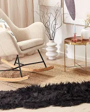 Faux Fur Rug MAMUNGARI Black 60 x 180 cm_822118