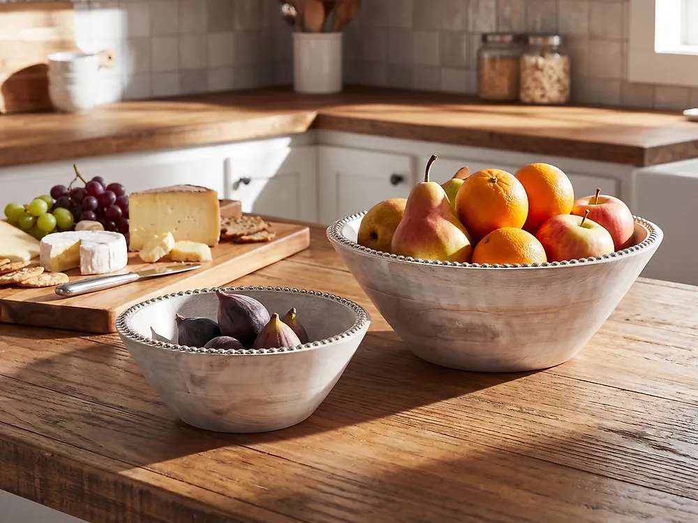 Set of 2 Bowls LUXOR Mango Wood Light Brown_1187117