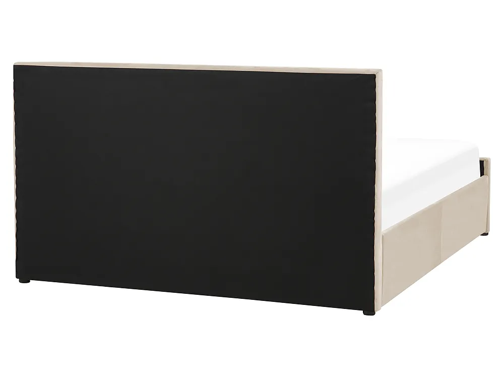 Bett mit Stauraum ROCHEFORT Samtstoff Beige 160 x 200 cm_857292