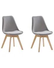 Set of 2 Dining Chairs DAKOTA II Velvet Grey_767867