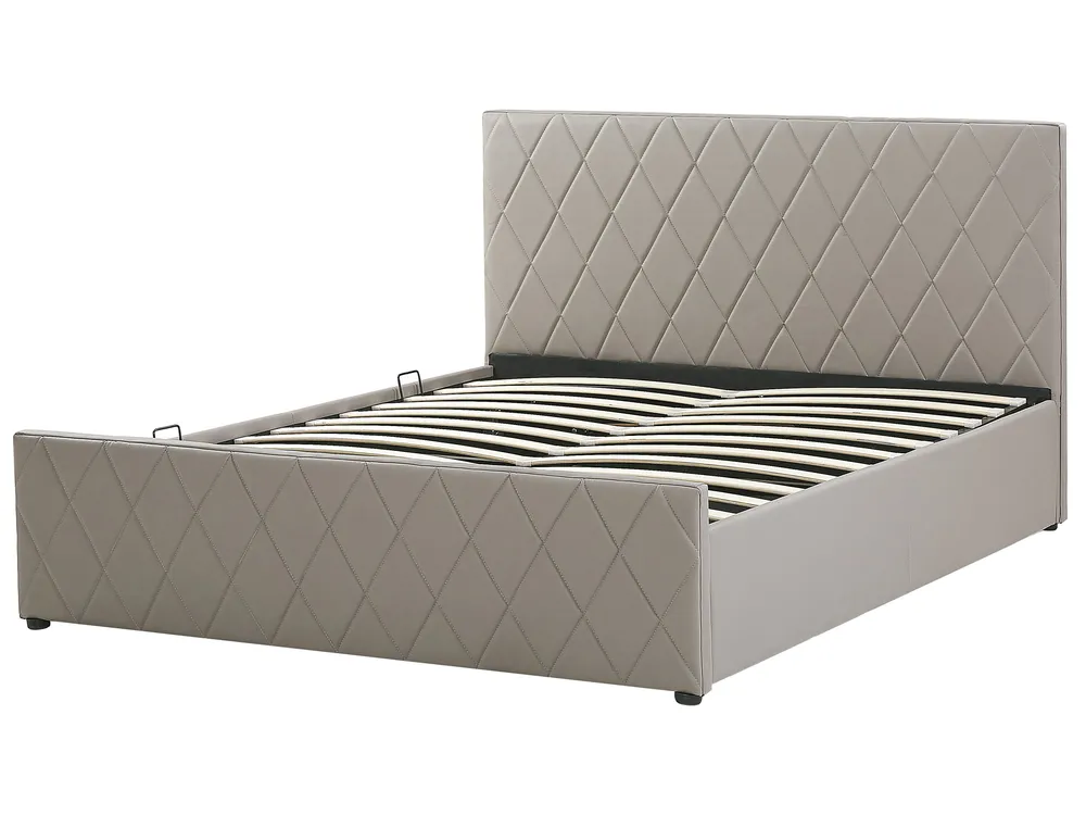 Ottoman Bed ROCHEFORT Faux Leather Taupe 180 x 200 cm (EU Super King)_786490