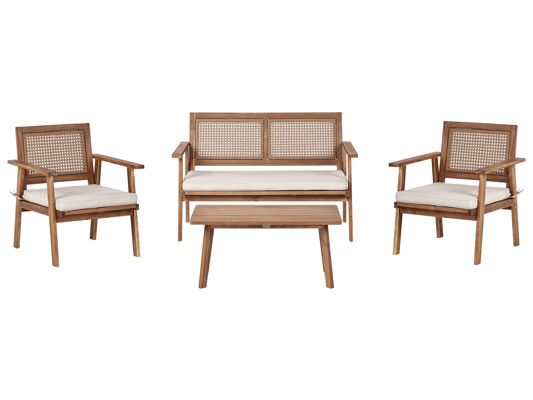 Lounge Set zertifiziertes Akazienholz hellbraun 4-Sitzer Auflagen hellbeige ARENELLA_928372