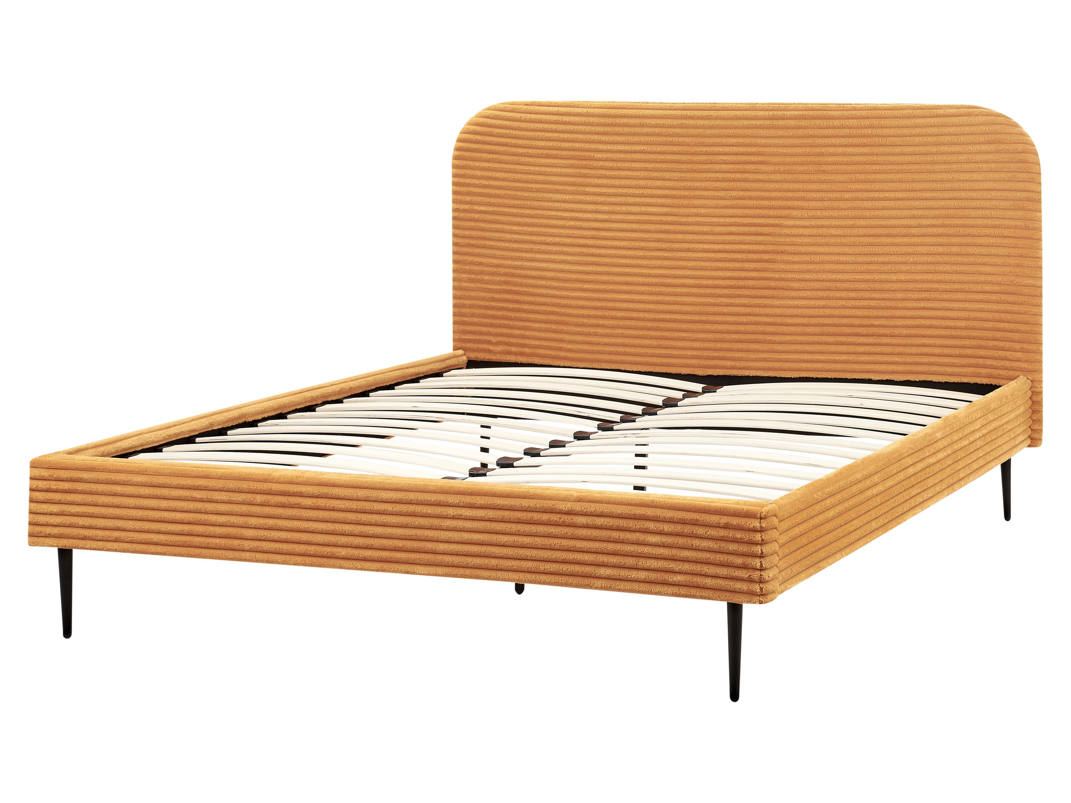 Bed Corduroy FLAYAT 160 x 200 cm (EU King Size) Orange | Beliani.co.uk