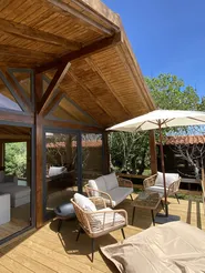 Garden Lounge Set with Table 4 Seater CORINTH II PE Rattan Natural_822783