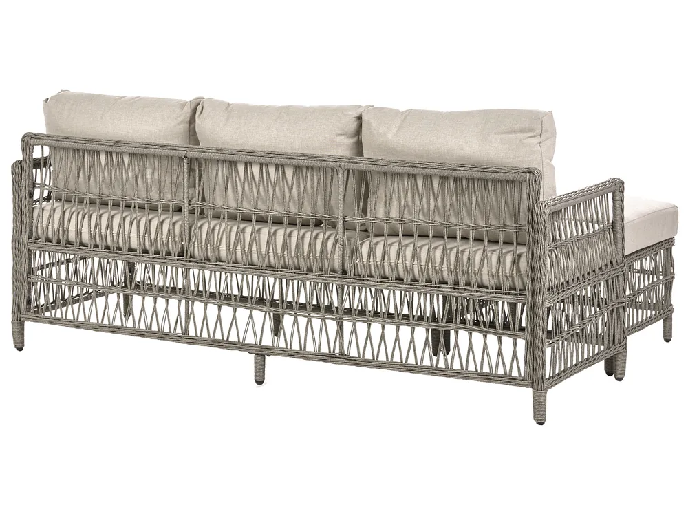 Sofa ogrodowa z otomaną dla 3 osób OFENA Technorattan Szary_1080039