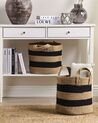 Set of 2 Jute Baskets Beige and Black GEREDE_840210