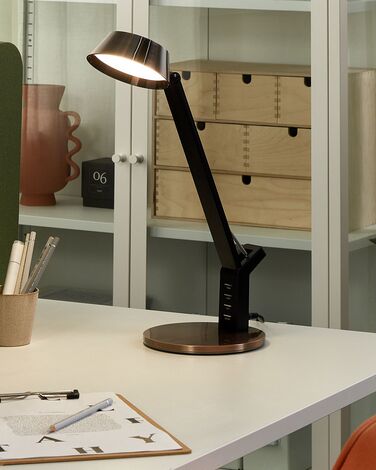 LED bordlampe med USB-port metall kobber CHAMAELEON