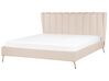 Sametová postel s USB portem 180 x 200 cm béžová MIRIBEL_870656