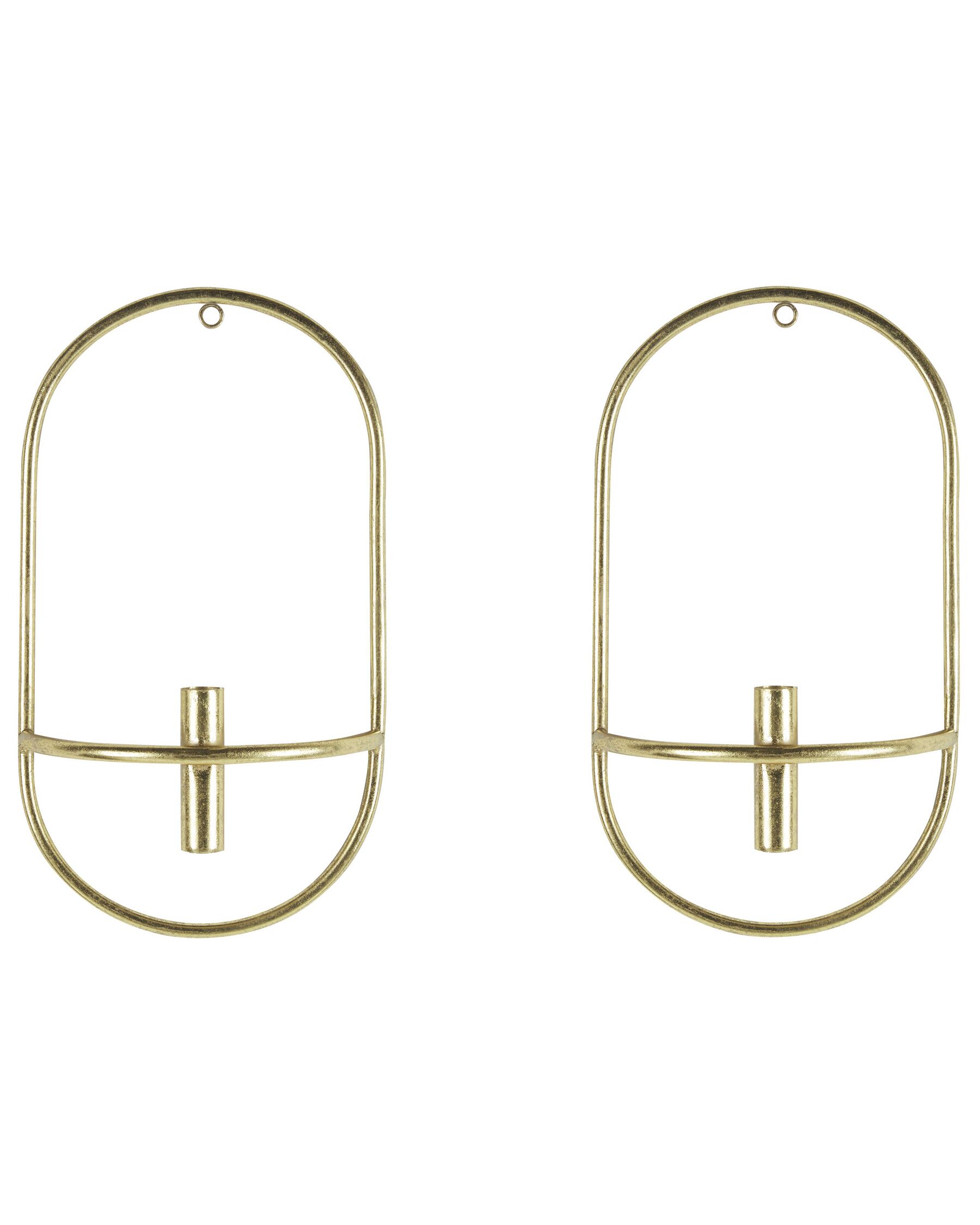 Set of 2 Metal Wall Candle Holders Gold CAVIANA_826481