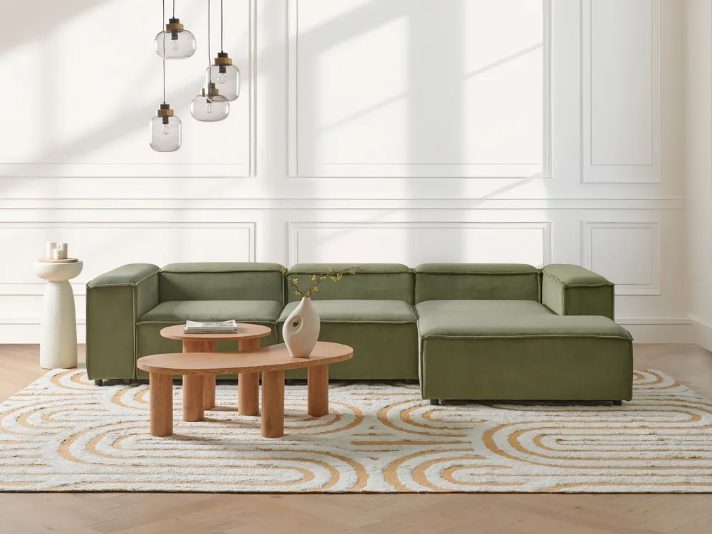 Left-Hand Chaise Longue ARDAL Corduroy Green_947336