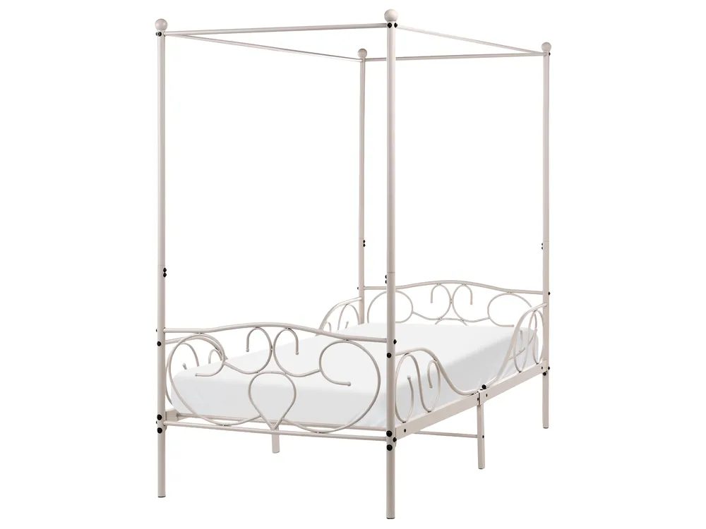 Łóżko z baldachimem Metal SORMERY 90 x 200 cm Jasnobeżowy