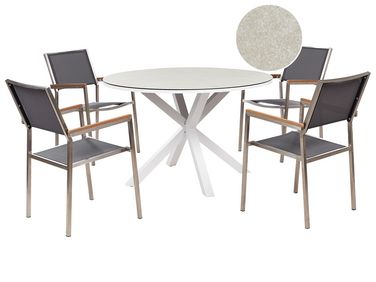 4 Seater Aluminium Garden Dining Set Glass Top White and Grey MALETTO/GROSSETO 