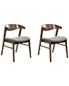 Set of 2 Dining Chairs LILLY Fabric Dark Green/ Brown