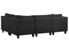 Canapé angle gauche modulable 4 places en tissu noir avec pouf ottoman FEVIK_781282