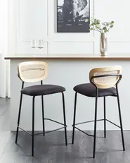 Set di 2 sedie alte MAYETTA Rattan Nero_931912