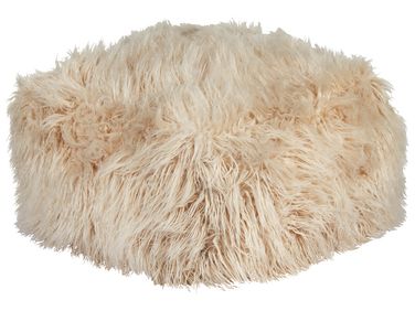 Faux Fur Pouffe Beige MUKKI